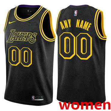 Women's Customized Los Angeles Lakers Swingman Black Nike City Edition Jersey